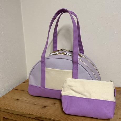 【 abiBag 1点限定品 】 ボストントート／ラベンダー／レザー底鋲付