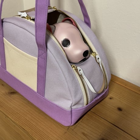【 abiBag 1点限定品 】 ボストントート／ラベンダー／レザー底鋲付