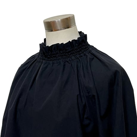TigreBrocante"cotton typewriter shirring blouse"(black)women's