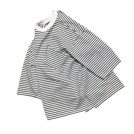 FLISTFIA"1/2 sleeve side slit T-shirts"(white×black) unisex