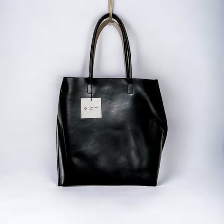 Courtney orla "slope tote w shoulder handle" PVC×LEATHER (black×iviory)