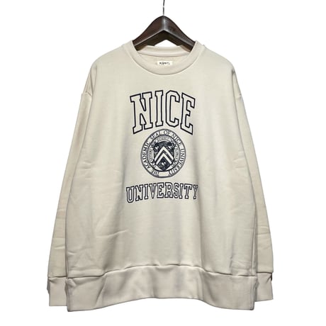 H.UNIT "NICE college crewneck sweat"(kinari) unisex