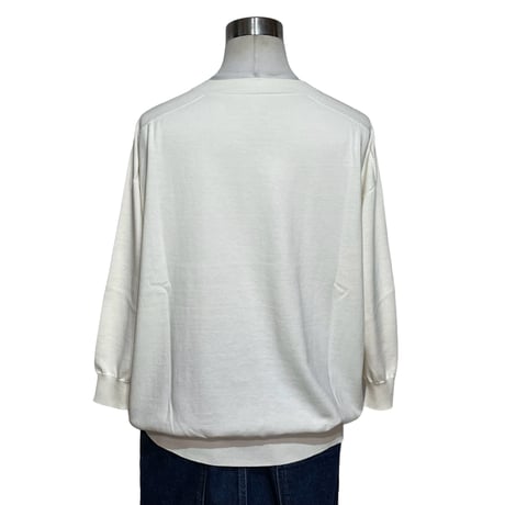 Linen ya"crewneck quater sleeve cotton knit"(ivory)women's