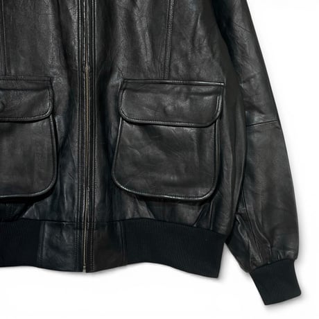 yoused"remake leather  thermal parka"(black)unisex
