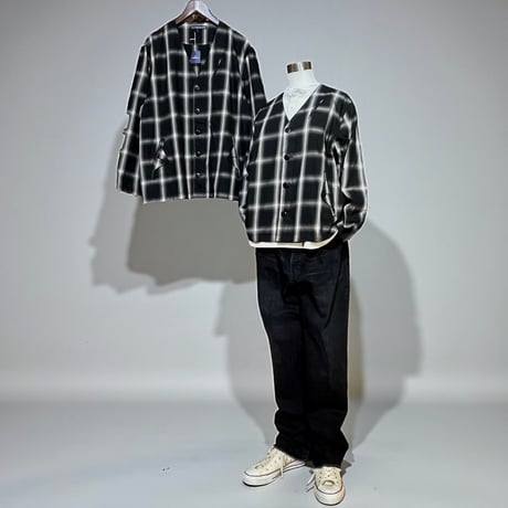 TigreBrocante"ombre check flap cardigan"(black)unisex