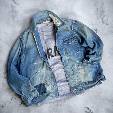 H.UNIT "denim zip work jacket customized" (indigo) unisex
