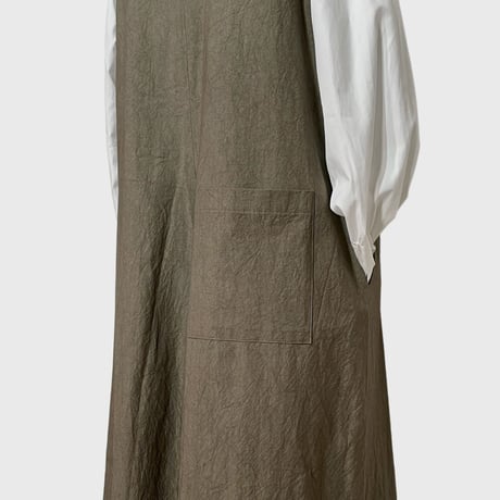 Linen ya"cotton V-neck salopette"(mocha)women's