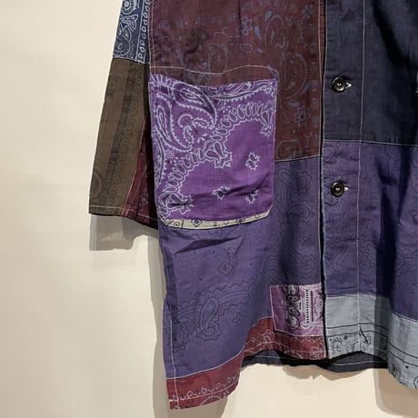 Slow Hands "bandana patch work coat"(ice gray asst)unisex-(L)