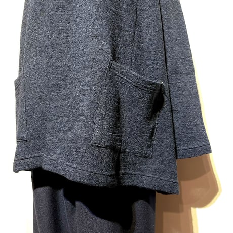 Linen ya"wool linen sawl cardigan"(navy)women's