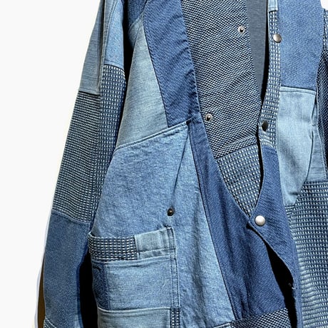 FUNSET OF ART “indigo patchwork wagase shirts"(indigo)unisex