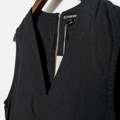 TigreBrocante"high density linen v-neck box salopette"(black)women's