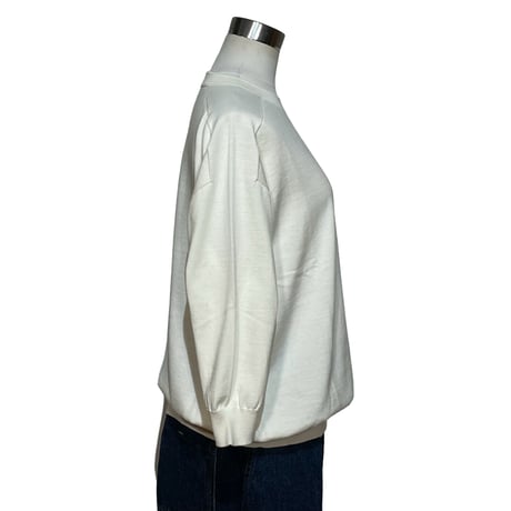 Linen ya"crewneck quater sleeve cotton knit"(ivory)women's