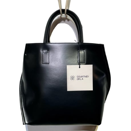 Courtney orla "slope tote S" PVC×LEATHER (black×pearl gray)