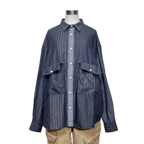 FUNSET OF ART “dobby indigo camper work shirts"(indigo)unisex