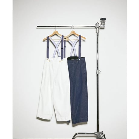 CAERULA PER LIGHTS"10oz denim suspender pants"(white)unisex