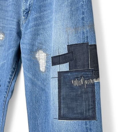 TigreBrocante"12,75oz denim big 5pocket pants“(hand damage)unisex.L