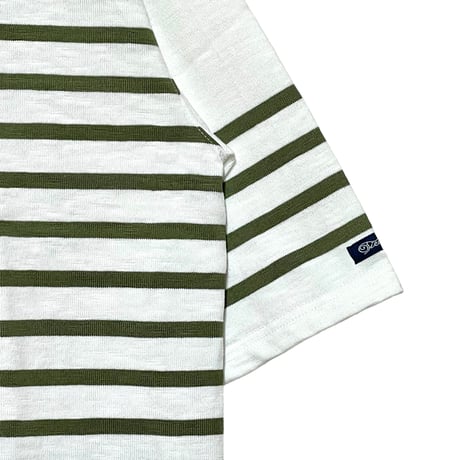 TieasyAuthentic Classic"big katanuki boatneck"(white×tea green)unisex