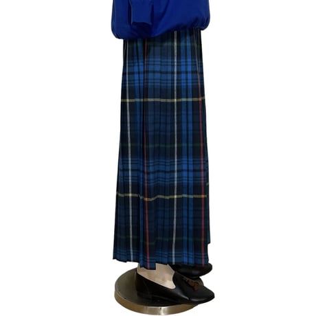 Linen ya"pleats skirt"(blue)women's