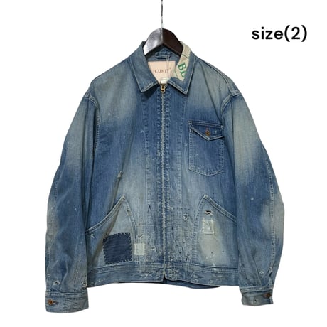 H.UNIT "denim zip work jacket customized" (indigo) unisex