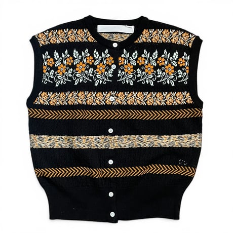 ASEEDONCLOUD"flower jaquard knit vest"(black)unisex