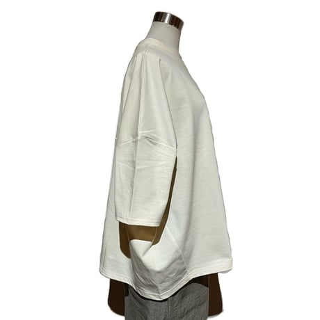 Linen ya"delave quater sleeve T-shirs"(white)women's