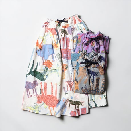 TigreBrocante "livery animals print cotton drill ficel long skirt" (women's)