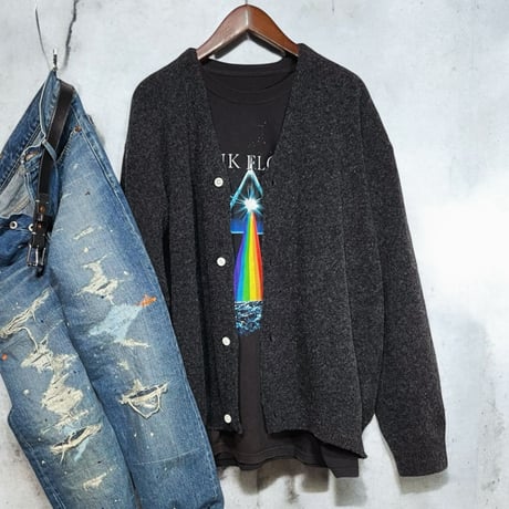 eyya"boucle twisted yarn cardigan"(charcoal)unisex