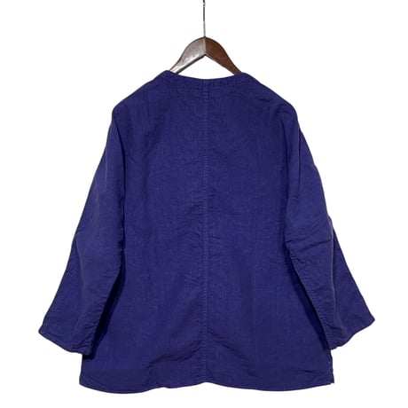 TigreBrocante"40/1 linen V-neck stallman shirts“(purple blue)unisex