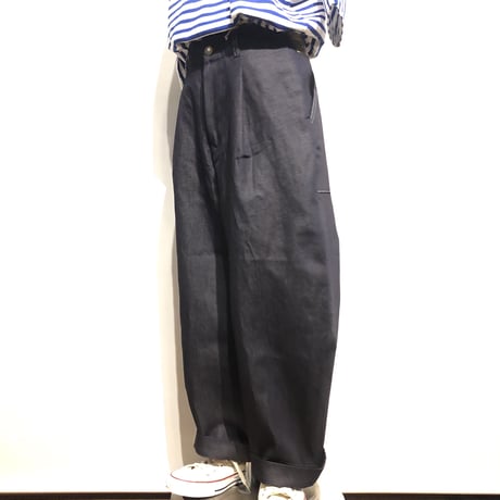 ASEEDONCLOUD"Handwerker cotton×linen denim wide trousers" (indigo)unisex