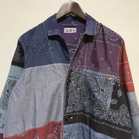 Slow Hands "bandana patch work coat"(ice gray asst)unisex-(S)