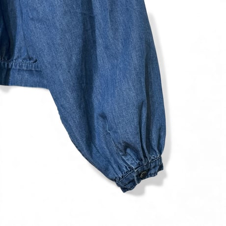 TigreBrocante"6oz denim stand gather blouse"(inidigo fade)women's