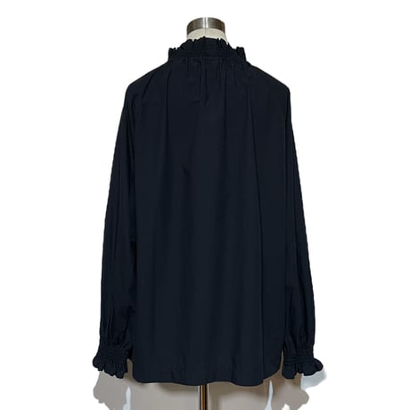 TigreBrocante"cotton typewriter shirring blouse"(black)women's