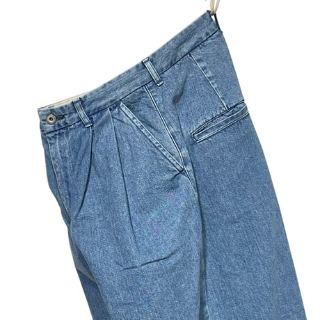 CAERULA PER LIGHTS"11oz denim wide tuck pants"(sax)unisex