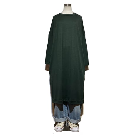 CAERULA"washable wool jersey crew neck one-piece"(green) women's