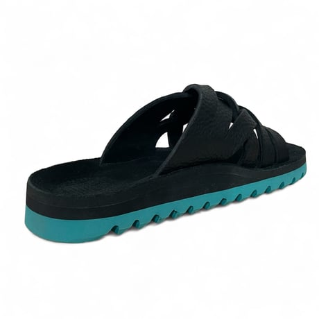 SANDALMAN "weave" bullhide×suede ripple sole (black) unisex
