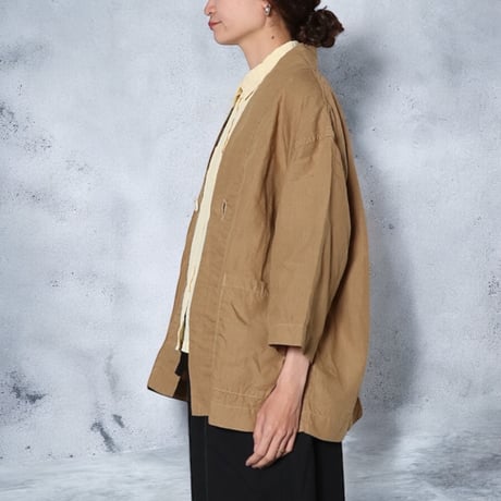 TigreBrocante"80 high density linen KIMONO shirts"(beige)unisex