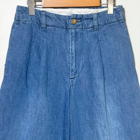 ASEEDONCLOUD"cotton linen denim Handwerker wide trousers" (indigo) unisex
