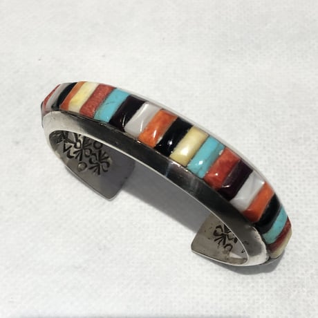 indian jewelry "Ray Adakai(navajo)" multi inlay bangle (XS)