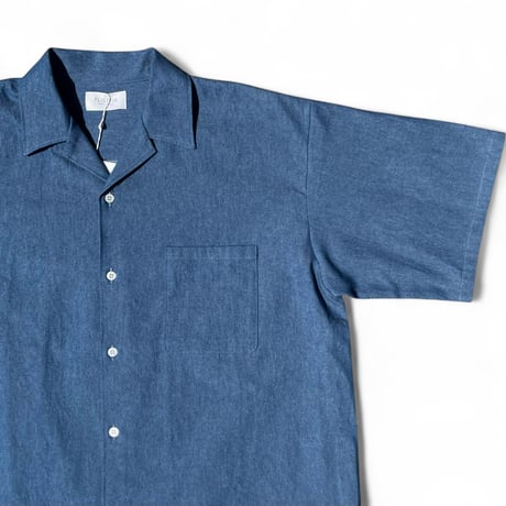 FLISTFIA"open collar short sleeve shirts"(indigo wash) unisex