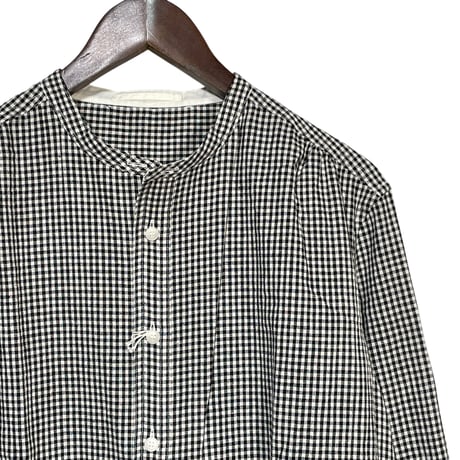ASEEDONCLOUD"Handwerker gingham collarless  shirts"(black) unisex