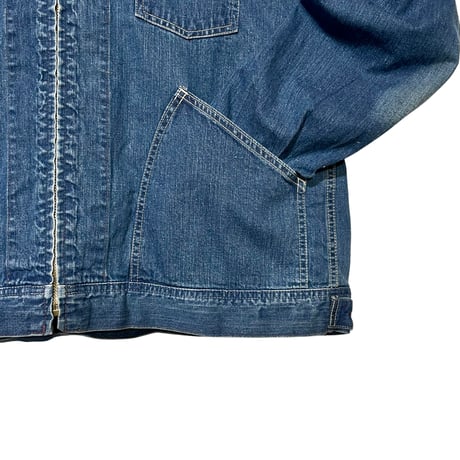 H.UNIT "denim zip work jacket used wash" (indigo) unisex