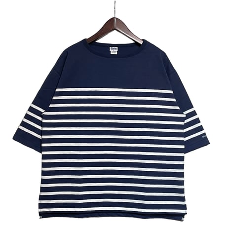 TieasyAuthentic Classic"big katanuki boatneck"(navy×white)unisex