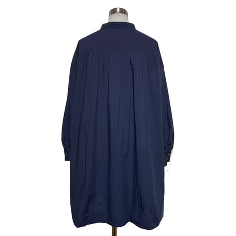 Linen ya"pin tuck blouse P/O"(navy)women's