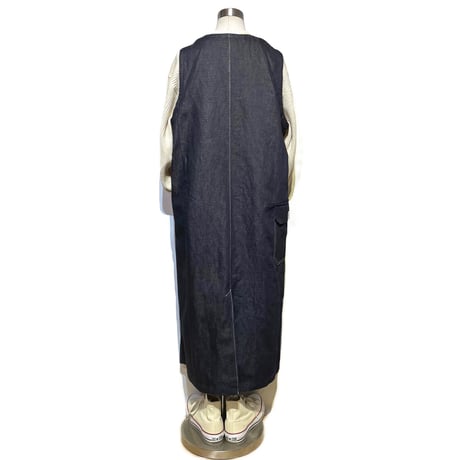 ASEEDONCLOUD"Handwerker cotton linen denim HW dress" (indigo) women's