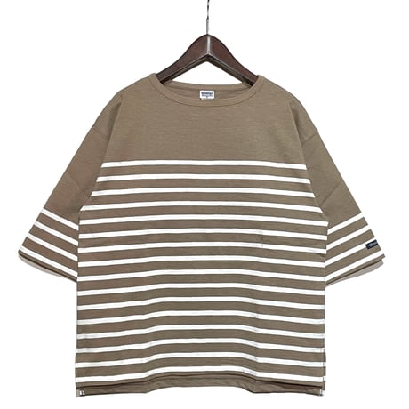TieasyAuthentic Classic"big katanuki boatneck"(mocha×white)unisex