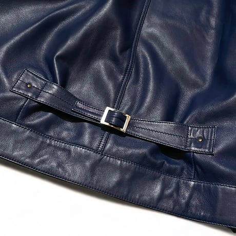 Slow Hands "sheep leather TYPE-1 trucker jacket"(navy)unisex