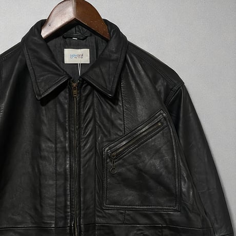 yoused"sports leather jacket"(black)unisex