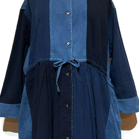 TigreBrocante "Jacquard mix york switch gather one-piece"(indigo) women's