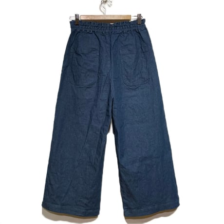 Linen ya"stretch denim semi culottes pants"(blue)women's