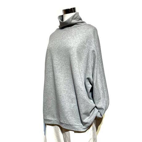 Linen ya"cotton dolman sleeve high neck"(gray)women's